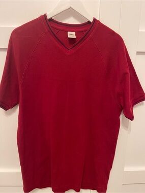 Men's Red V-Neck Old Navy-Med- Short Sleeve Sweater